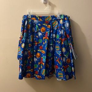 Rocket Ship/ Space Print Ruffle Skirt with Pockets size M